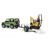 Mängumaastur Bruder Land Rover Defender haagise ja ekskavaatoriga, 02593, 1:16, valge