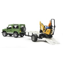 Mängumaastur Bruder Land Rover Defender haagise ja ekskavaatoriga, 02593, 1:16, valge