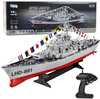 Kaugjuhitav sõjalaev Lean Toys 1:390, 60 cm, LED valgustus