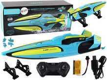 Raadioteel juhitav paat Lean Toys Boat 2.4G, kollane-türkiissinine, 34 cm