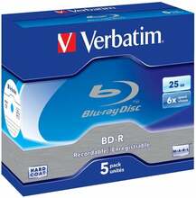 Blu-ray plaat Verbatim BD-R 43715, 25GB, 6x, 5 tk