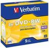 DVD+RW Verbatim 4.7GB 5 tk Jewel