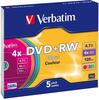 Verbatim DVD-RW 4.7GB, 5 tk