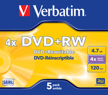 Verbatim DVD+RW 4.7GB 5 tk Matt Silver
