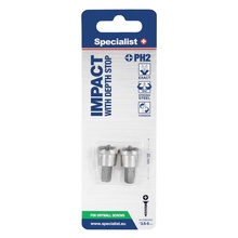 Otsikukomplekt Specialist+ PH2, 25 mm, sügavuse piirajaga, 2 tk