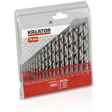 Metallipuuride komplekt Kreator KRT012003 HSS, 1-10 mm, 19 tk