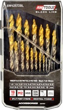 Metallipuuride komplekt Awtools AW42572BL M2 HSS-TiN, 1,5-10 mm, 19 tk, must
