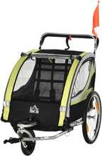 Laste jalgrattahaagis Homcom 142 x 75 x 101 cm, kollane/must