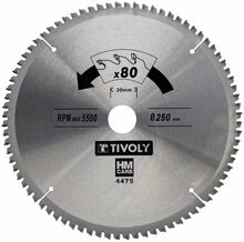 Saeketas kõvale puidule Tivoly XT50514004476, 254 x 30 mm, Z80