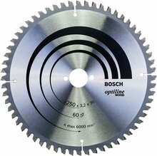 Puidulõikeketas Bosch Optiline Wood, 250 x 30 mm, Z60