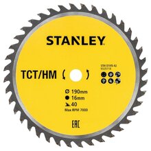 Puidulõikeketas Stanley STA13145-XJ, 190 x 16 mm, Z40