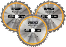 Saekettade komplekt Dewalt DT1963-QZ, 250 mm, 3 tk, 2x24T, 1x48T