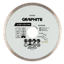 Teemantlõikeketas Graphite 12312, 125 x 2,0 x 22,2 mm, keraamika, märglõikus