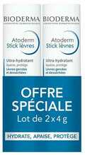 Huulepalsam Bioderma Atoderm, hoolduskomplekt kuivadele ja lõhenenud huultele, 2 x 4 g