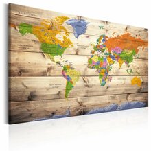 Korgist reproduktsioon ARTGEIST Map On Wood: Colourful Travels PINNWAND667, 60 x 40 cm