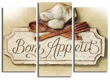 Kolmeosaline reproduktsioon Wallity 3PATK-35 Bon Appetit, 66 x 45 cm