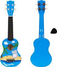 Laste puidust ukulele ECOTOYS, 4 nailonkeelt