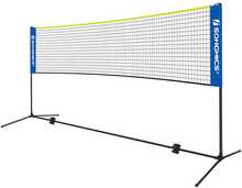 Badmintoni võrk Songmics SYQ400, 400 x 103 x (90-155) cm, sinine-kollane
