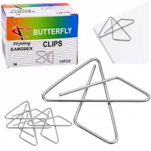 Kirjaklambrid Lean Butterfly, 24 mm, 100 tk, hõbedased