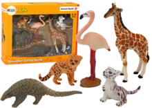 Loomakujukeste komplekt Lean Toys: kaelkirjak, flamingo, elevant, tiiger