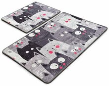 Vannitoamattide komplekt Foutastic Meow 359CHL2376, 100 x 60 cm, hall, 2 tk