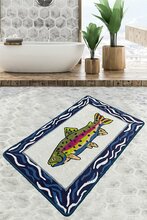 Vannitoa põrandamatt Foutastic Pescado, 120 x 70 cm, sinine/valge/mitmevärviline