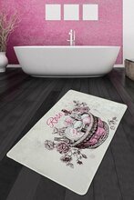 Vannitoa vaip Foutastic Rose Basket, 120 x 70 cm, valge/roosa