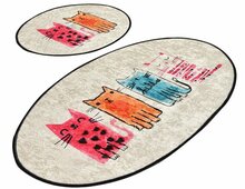 Vannitoamattide komplekt Foutastic Baby Cats 359CHL2389, 100 x 60 cm, 2 tk, heledapruun