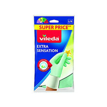 Majapidamiskindad Vileda Extra Sensation, L suurus, roheline, puuvill, lateks, 1 tk