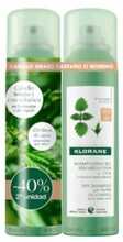 Puhastav kuivšampoon Klorane Purifying Nettle Dark Hair, 2x150 ml