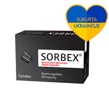 Sorbex granuleeritud aktiivsöe kapslid 300 mg, 20 tk