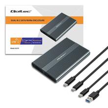 SSD korpus Qoltec, M.2, USB-C, DUAL 2 x 2TB
