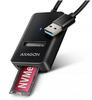 M.2 NVMe ja SATA SSD adapter AXAGON ADM2-AM, 10cm, USB-A