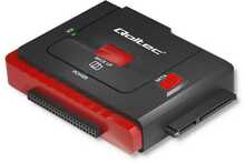 Adapter Qoltec 50645, USB 3.0 to IDE SATA III, must/punane