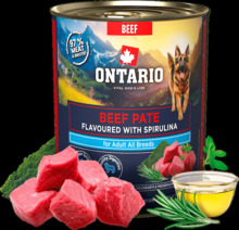 Konserv koertele Ontario Adult Beef Pate with Spirulina Flavor, 800 g