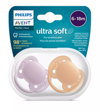Lutt Philips Avent SCF091/33 Ultra Soft, 6-18 kuud, lilla/oranž, 2 tk