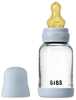 Klaaspudel BIBS Baby Glass Bottle Round, 120 ml, Baby Blue, aeglase vooluga lutiga