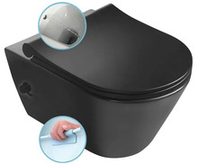 Ripp-WC Sapho Avva Cleanwash 100315-110, matt must, bideedušiga ja Slim Soft Close prill-lauaga, Rimless