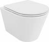 Seinale paigaldatav WC-pott Mexen Rico Rimless Duroplast, valge, aeglaselt sulguva kaanega, 365 x 480 mm