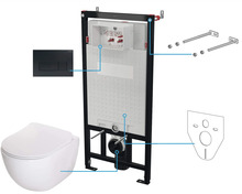 Seinapealse WC-poti komplekt krohvialune Deante Peonia Rimless CDEN6ZPW, valge