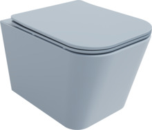 Seinale paigaldatav WC-pott Mexen Teo Rimless 30854069, hall-sinine matt, aeglaselt sulguva slim prill-lauaga, 345 x 510 mm