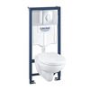 Komplekt GROHE Solido 39192000, riputatav WC-pott koos SoftClose Bau Ceramic kaanega, paigaldusraam, nupp Skate Air, duro valge, 1,13 m