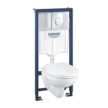 Komplekt GROHE Solido 39192000, riputatav WC-pott koos SoftClose Bau Ceramic kaanega, paigaldusraam, nupp Skate Air, duro valge, 1,13 m
