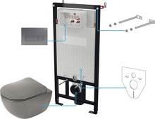 Seinapealse WC-poti komplekt Deante Peonia 6in1 CDETDZPW, antratsiit/titaan, 510 x 360 mm