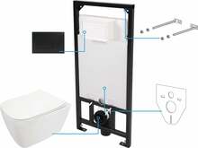 Seinapealne WC komplekt Deante Hiacynt 6in1 CDYN6ZPW, valge/nero, 52 x 34.5 cm
