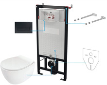 Seinapealne WC-poti komplekt Deante Silia 6in1 CDLN6ZPW, valge/nero