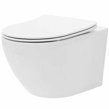 Seinapealne WC-pott Rea Carlo Mini Rimless Flat REA-C2760, kaanega, 370 x 495 mm