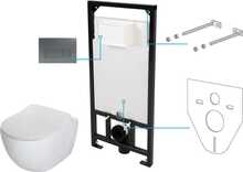 Seinapealse WC-poti komplekt krohvialune Deante Peonia 6in1 CDET6ZPW, valge/titanium, 510 x 360 mm