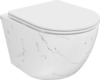 Seinale paigaldatav WC-pott Mexen Lena Rimless 30224093, aeglaselt langeva slim kaanega, valge kivi, 360 x 480 mm