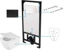 Seinapealse WC-poti komplekt Deante Anemon 6in1 CDZA6ZPW, valge/nero